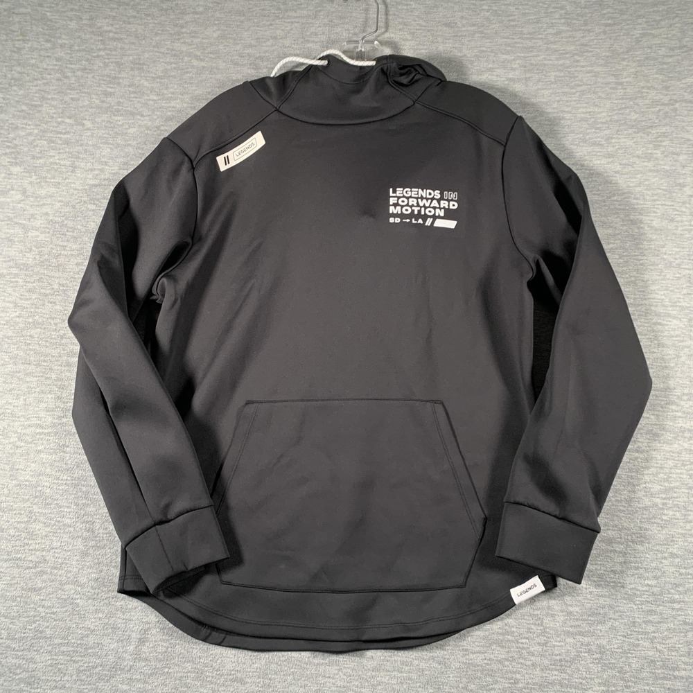 Legends Hoodie Mens Medium Black Forward Motion Graphic Pullover SD-LA Stretch